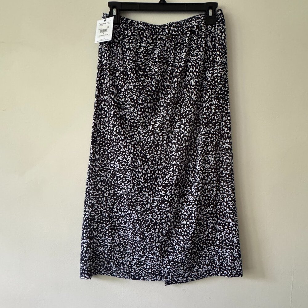 O'Neill Romero Animal Print Side Visit > Slit Ruched Navy White Midi Skirt - Picture 7 of 10